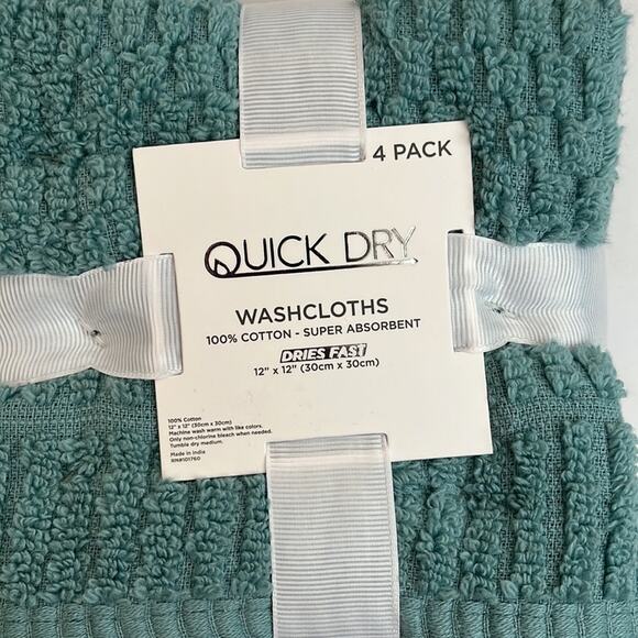Quick Dry Towel Set Blue/Green Washcloths and Hand Towels 100% Cotton - Picture 4 of 7